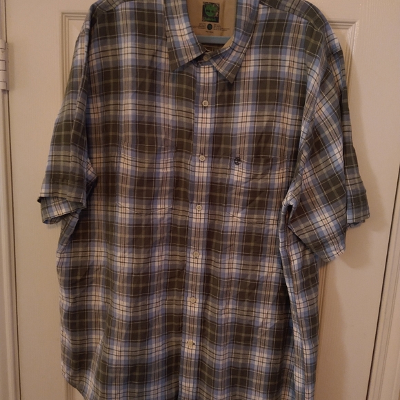 Timberland Checkered Button Down Short Sleeve Shirt Men's sz XL. - Picture 3 of 4